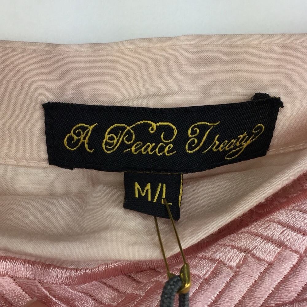 A Peace Treaty Pink Cotton Silk Swim Cover Up Dress Embroidered Tent M/L $285 - Picture 3 of 10